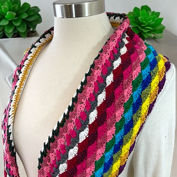 Double Zero Boho Cardigan Colorful Crochet Trim Cardigan - Picture 3 of 16